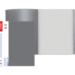 Папка на 20 вкладышей А4 торц/карман 0,5мм deVente сер (135) 