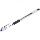 Ручка гелевая 0,7мм резин/манж прозр/корпус метал/наконечник игол/узел Crown черная(24) 