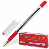 Ручка шариковая 0,5мм резин/манж прозр/корпус метал/наконечник на масл/основе MC Gold красная (12) 