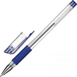 Ручка гелевая 0,5мм резин/манж прозр/корпус метал/наконечник Attache Economy син (1) 