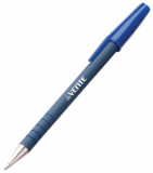 Ручка шариковая 0,7мм непрозр/прорезин/син/корпус метал/наконечник deVente синяя (12) снят