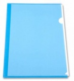 Папка-уголок А4 пластик 150мкм прозр Бюрократ синяя (20/500) 