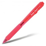 Ручка шариковая автом 1,0мм резин/манж прозр/тонир/трехгр/корпус Pentel красная (12) 