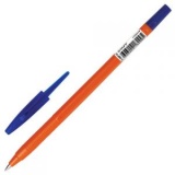 Ручка шариковая 1,0 мм непрозр/оранж/корпус на масл/основе Staff синяя (50)