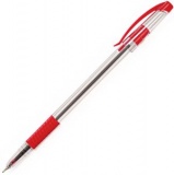 Ручка шариковая 0,7мм резин/манж прозр/корпус метал/наконечник Linc Glycer красн (12)