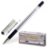 Ручка шариковая 0,5мм резин/манж прозр/корпус метал/наконечник на масл/основе MC Gold черная (24) 