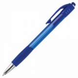 Ручка шариковая автом 0,7мм резин/манж прозр/син/корпус Brauberg синяя (24)