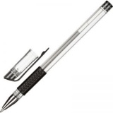 Ручка гелевая 0,5мм резин/манж прозр/корпус метал/наконечник Attache Economy черн (1)