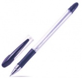Ручка шариковая 0,7мм резин/манж прозр/корпус метал/наконечник deVente OfficeMax игол/узел син (12)