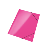 Папка на резинках ламинир/картон А4 Leitz WOW розовая глянцевая (10) 