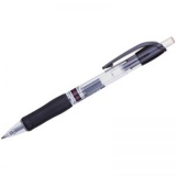 Ручка гелевая автом 0,7мм резин/манж прозр/корпус Crown черный (12) 