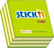 Блок липкий 50х50мм 250л 2цв неон/пастель зелен Hopax (48) 