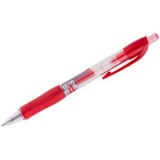 Ручка гелевая автом 0,7мм резин/манжет прозр/корпус Crown красная (12) 