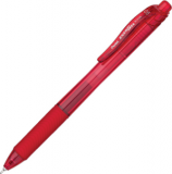 Ручка гелевая автом 0,5мм резин/манж прозр/тонир/корпус игол/узел Pentel ENERGEL-X красная (12) 