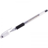 Ручка гелевая 0,5мм резин/манж прозр/корпус метал/наконечник черная (24) 