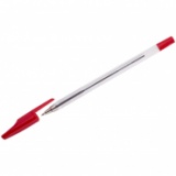 Ручка шариковая 0,7мм прозр/корпус метал/наконечник OfficeSpace красная (50) 