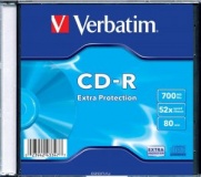 Диск CD-R Slim Case 700MB 52х 80мин Verbatim (10)